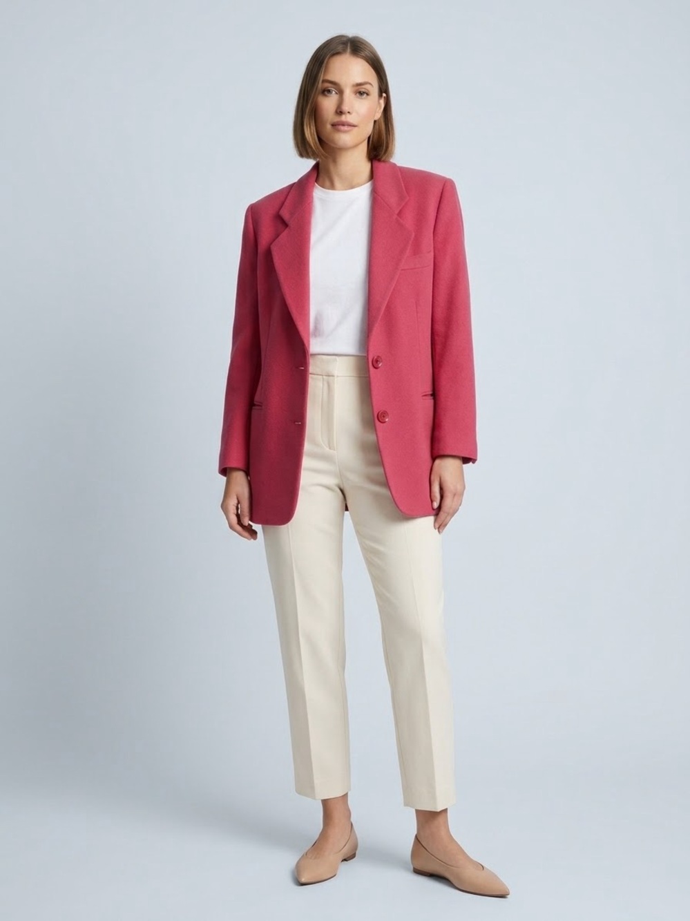 Vintage Henri Bendel Coral Pink Wool Cashmere Blazer Jacket Made in Italy Sz 4